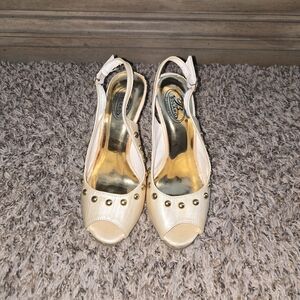 Elegant Cream Peep-Toe Slingback Heels